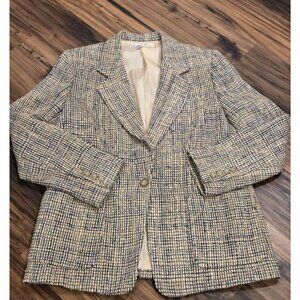 Barrie Pace Silk Tweed Blazer Women’s Size 12 Fits 8/10 Woven Jacket Made USA